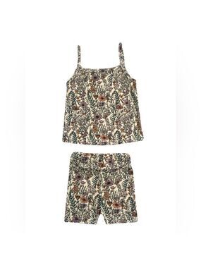 Little Eyes Bamboo Golden Hour Flora Bike Shorts Tank Matching Set